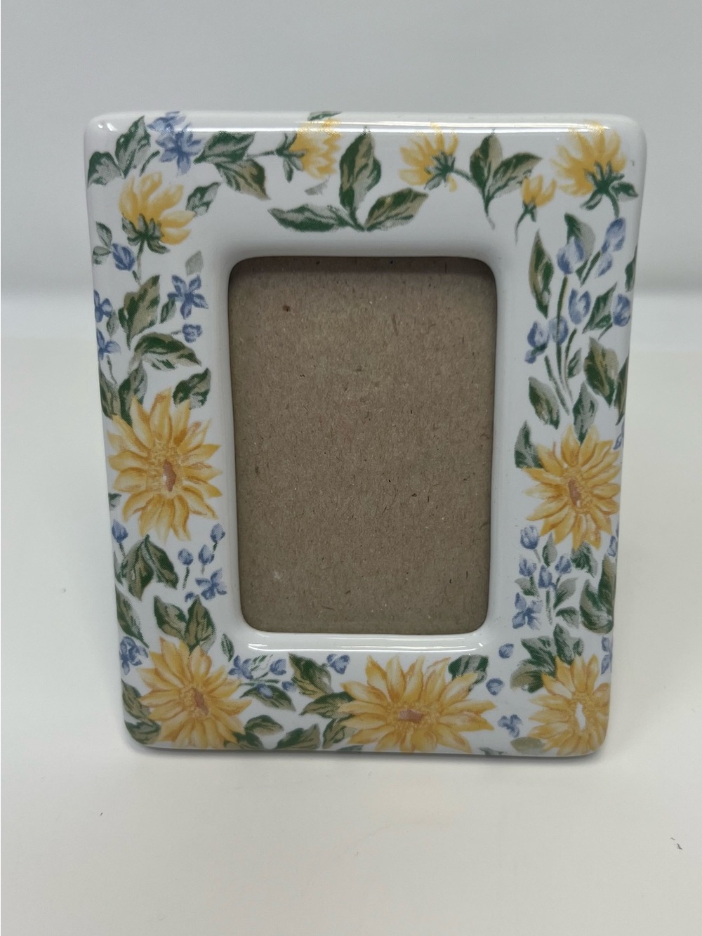 Dennis East Vintage Wallet Size Picture Frame Sunflowers Ceramic Floral Thailand